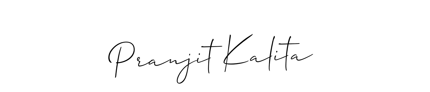 You should practise on your own different ways (Allison_Script) to write your name (Pranjit Kalita) in signature. don't let someone else do it for you. Pranjit Kalita signature style 2 images and pictures png