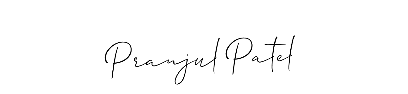 Create a beautiful signature design for name Pranjul Patel. With this signature (Allison_Script) fonts, you can make a handwritten signature for free. Pranjul Patel signature style 2 images and pictures png