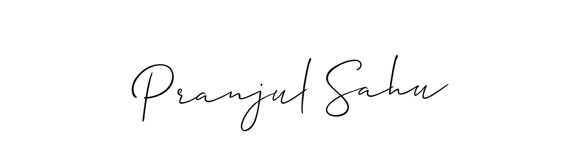 The best way (Allison_Script) to make a short signature is to pick only two or three words in your name. The name Pranjul Sahu include a total of six letters. For converting this name. Pranjul Sahu signature style 2 images and pictures png