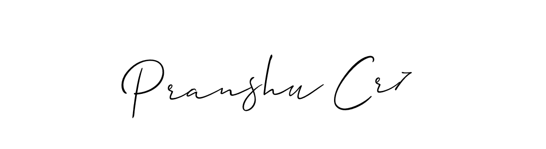 Create a beautiful signature design for name Pranshu Cr7. With this signature (Allison_Script) fonts, you can make a handwritten signature for free. Pranshu Cr7 signature style 2 images and pictures png