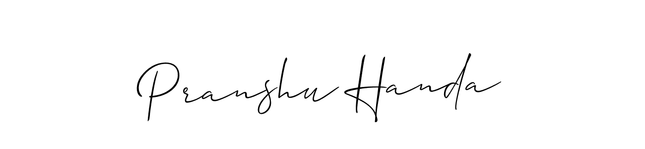 Create a beautiful signature design for name Pranshu Handa. With this signature (Allison_Script) fonts, you can make a handwritten signature for free. Pranshu Handa signature style 2 images and pictures png