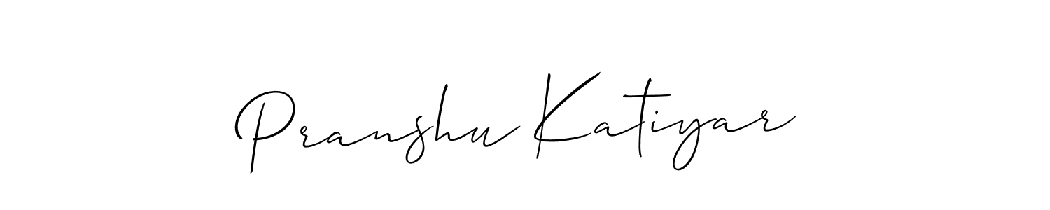 Allison_Script is a professional signature style that is perfect for those who want to add a touch of class to their signature. It is also a great choice for those who want to make their signature more unique. Get Pranshu Katiyar name to fancy signature for free. Pranshu Katiyar signature style 2 images and pictures png