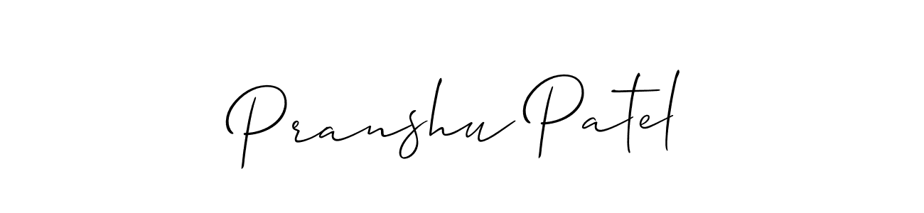 Make a beautiful signature design for name Pranshu Patel. With this signature (Allison_Script) style, you can create a handwritten signature for free. Pranshu Patel signature style 2 images and pictures png