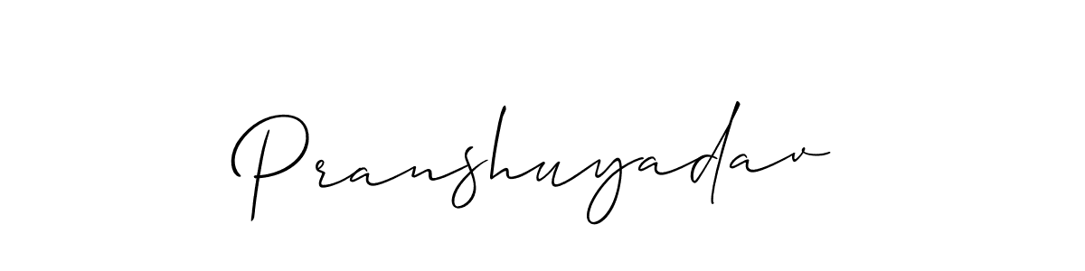 Make a beautiful signature design for name Pranshuyadav. With this signature (Allison_Script) style, you can create a handwritten signature for free. Pranshuyadav signature style 2 images and pictures png