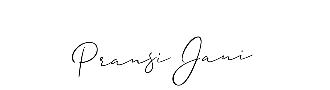 It looks lik you need a new signature style for name Pransi Jani. Design unique handwritten (Allison_Script) signature with our free signature maker in just a few clicks. Pransi Jani signature style 2 images and pictures png