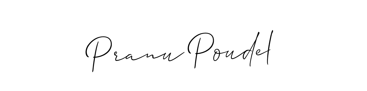 How to make Pranu Poudel signature? Allison_Script is a professional autograph style. Create handwritten signature for Pranu Poudel name. Pranu Poudel signature style 2 images and pictures png