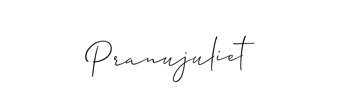 Make a beautiful signature design for name Pranujuliet. With this signature (Allison_Script) style, you can create a handwritten signature for free. Pranujuliet signature style 2 images and pictures png