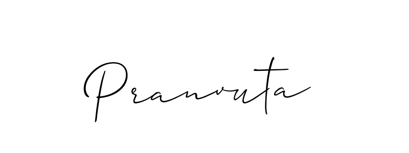 How to make Pranvuta name signature. Use Allison_Script style for creating short signs online. This is the latest handwritten sign. Pranvuta signature style 2 images and pictures png