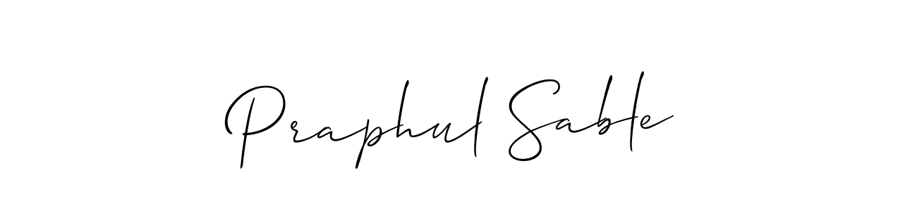 The best way (Allison_Script) to make a short signature is to pick only two or three words in your name. The name Praphul Sable include a total of six letters. For converting this name. Praphul Sable signature style 2 images and pictures png