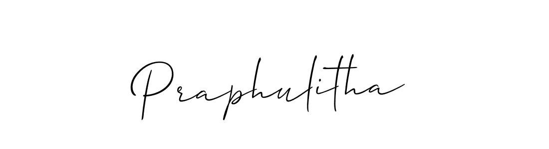 The best way (Allison_Script) to make a short signature is to pick only two or three words in your name. The name Praphulitha include a total of six letters. For converting this name. Praphulitha signature style 2 images and pictures png