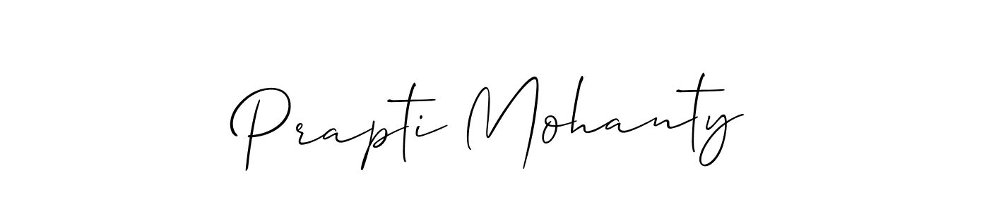 The best way (Allison_Script) to make a short signature is to pick only two or three words in your name. The name Prapti Mohanty include a total of six letters. For converting this name. Prapti Mohanty signature style 2 images and pictures png