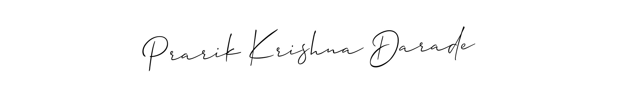 Allison_Script is a professional signature style that is perfect for those who want to add a touch of class to their signature. It is also a great choice for those who want to make their signature more unique. Get Prarik Krishna Darade name to fancy signature for free. Prarik Krishna Darade signature style 2 images and pictures png