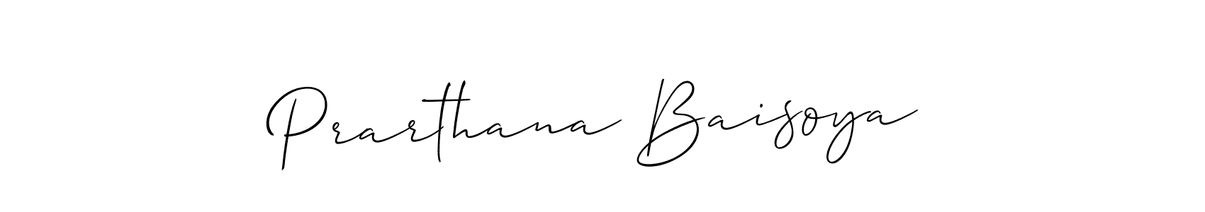 How to make Prarthana Baisoya name signature. Use Allison_Script style for creating short signs online. This is the latest handwritten sign. Prarthana Baisoya signature style 2 images and pictures png