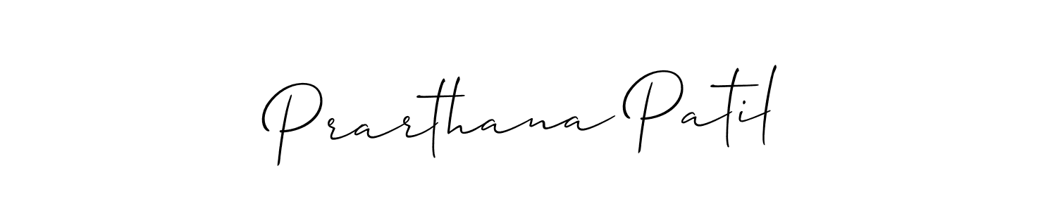 The best way (Allison_Script) to make a short signature is to pick only two or three words in your name. The name Prarthana Patil include a total of six letters. For converting this name. Prarthana Patil signature style 2 images and pictures png