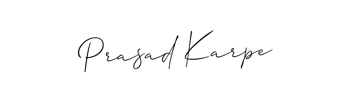 It looks lik you need a new signature style for name Prasad Karpe. Design unique handwritten (Allison_Script) signature with our free signature maker in just a few clicks. Prasad Karpe signature style 2 images and pictures png