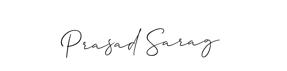 The best way (Allison_Script) to make a short signature is to pick only two or three words in your name. The name Prasad Sarag include a total of six letters. For converting this name. Prasad Sarag signature style 2 images and pictures png