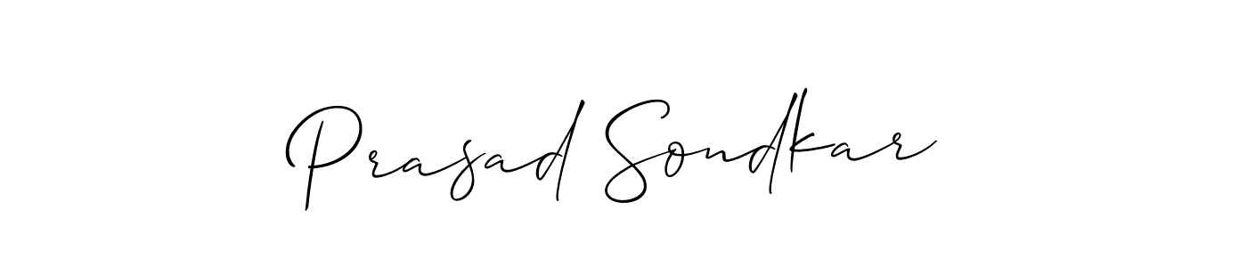 Make a beautiful signature design for name Prasad Sondkar. With this signature (Allison_Script) style, you can create a handwritten signature for free. Prasad Sondkar signature style 2 images and pictures png