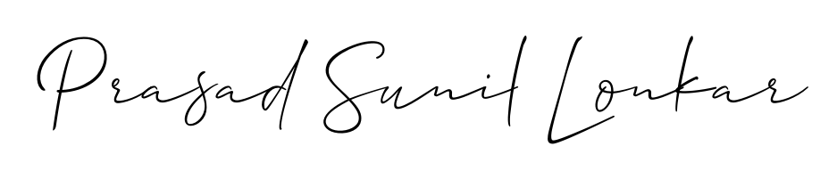 The Allison_Script typeface gives name Prasad Sunil Lonkar a refined look. Suitable for certificates, diplomas, and official verification. Prasad Sunil Lonkar signature style 2 images and pictures png