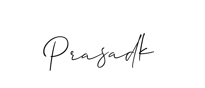 Create a beautiful signature design for name Prasadk. With this signature (Allison_Script) fonts, you can make a handwritten signature for free. Prasadk signature style 2 images and pictures png