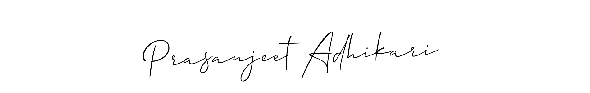 Use a signature maker to create a handwritten signature online. With this signature software, you can design (Allison_Script) your own signature for name Prasanjeet Adhikari. Prasanjeet Adhikari signature style 2 images and pictures png
