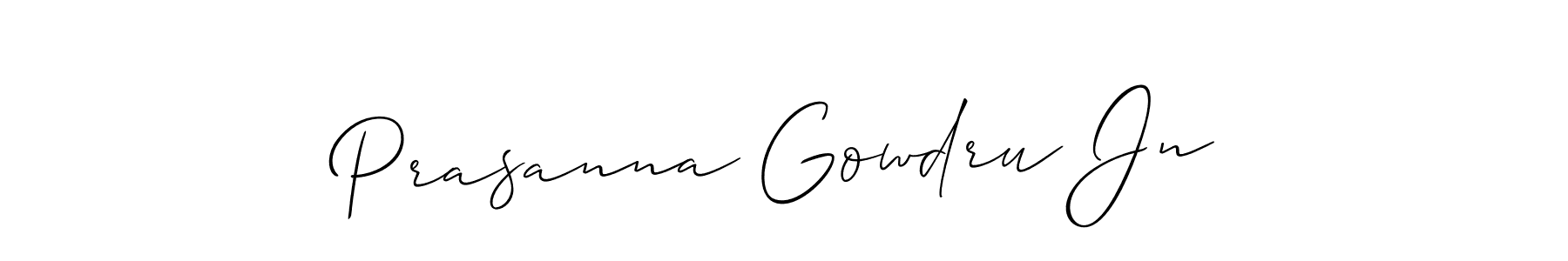 The best way (Allison_Script) to make a short signature is to pick only two or three words in your name. The name Prasanna Gowdru Jn include a total of six letters. For converting this name. Prasanna Gowdru Jn signature style 2 images and pictures png
