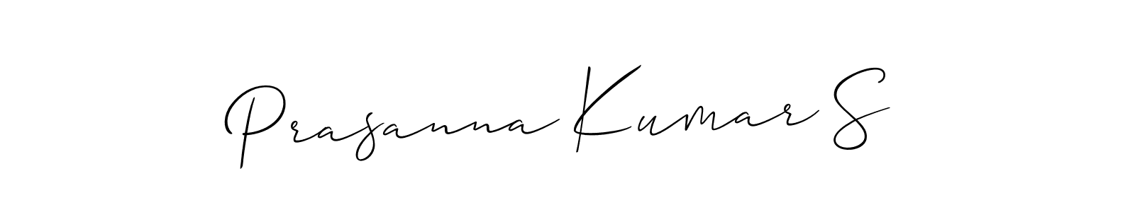 The best way (Allison_Script) to make a short signature is to pick only two or three words in your name. The name Prasanna Kumar S include a total of six letters. For converting this name. Prasanna Kumar S signature style 2 images and pictures png