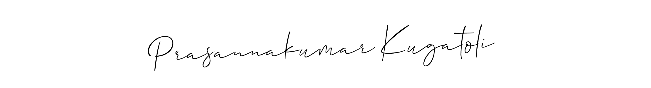 if you are searching for the best signature style for your name Prasannakumar Kugatoli. so please give up your signature search. here we have designed multiple signature styles  using Allison_Script. Prasannakumar Kugatoli signature style 2 images and pictures png