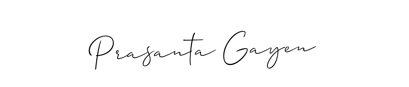 How to make Prasanta Gayen name signature. Use Allison_Script style for creating short signs online. This is the latest handwritten sign. Prasanta Gayen signature style 2 images and pictures png