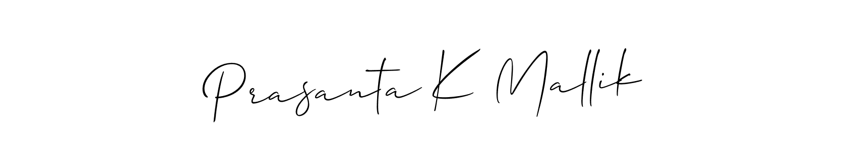 How to make Prasanta K Mallik name signature. Use Allison_Script style for creating short signs online. This is the latest handwritten sign. Prasanta K Mallik signature style 2 images and pictures png