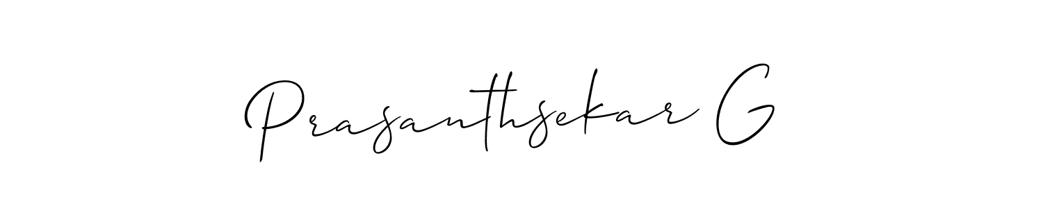 if you are searching for the best signature style for your name Prasanthsekar G. so please give up your signature search. here we have designed multiple signature styles  using Allison_Script. Prasanthsekar G signature style 2 images and pictures png