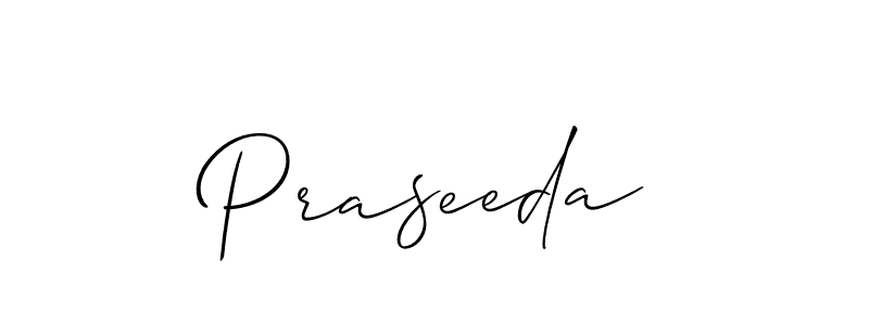 How to make Praseeda name signature. Use Allison_Script style for creating short signs online. This is the latest handwritten sign. Praseeda signature style 2 images and pictures png