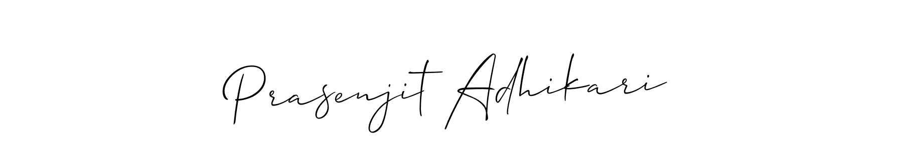 The best way (Allison_Script) to make a short signature is to pick only two or three words in your name. The name Prasenjit Adhikari include a total of six letters. For converting this name. Prasenjit Adhikari signature style 2 images and pictures png