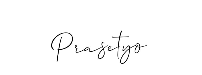 How to make Prasetyo signature? Allison_Script is a professional autograph style. Create handwritten signature for Prasetyo name. Prasetyo signature style 2 images and pictures png