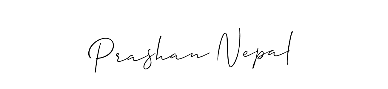 Allison_Script is a professional signature style that is perfect for those who want to add a touch of class to their signature. It is also a great choice for those who want to make their signature more unique. Get Prashan Nepal name to fancy signature for free. Prashan Nepal signature style 2 images and pictures png