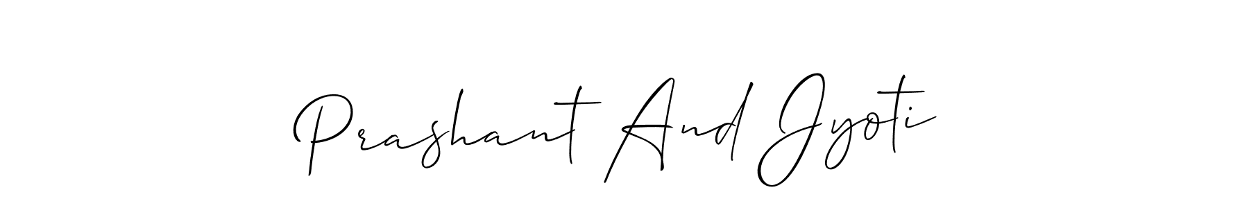 How to make Prashant And Jyoti name signature. Use Allison_Script style for creating short signs online. This is the latest handwritten sign. Prashant And Jyoti signature style 2 images and pictures png