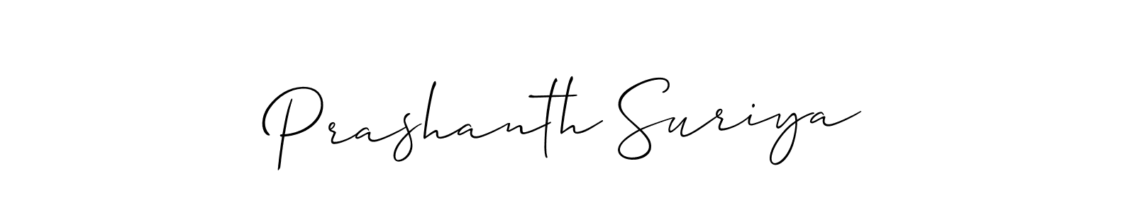 The best way (Allison_Script) to make a short signature is to pick only two or three words in your name. The name Prashanth Suriya include a total of six letters. For converting this name. Prashanth Suriya signature style 2 images and pictures png
