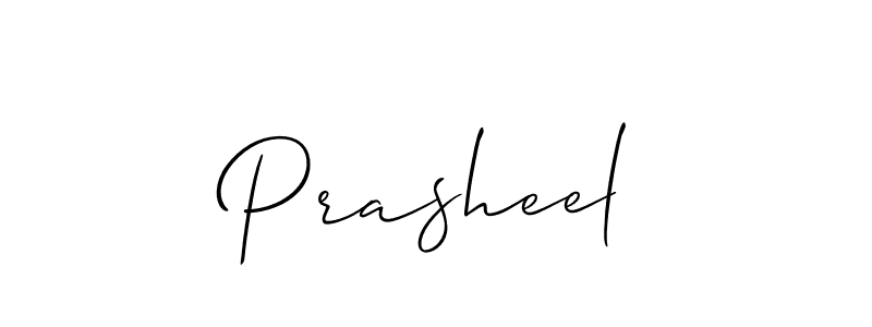 How to make Prasheel signature? Allison_Script is a professional autograph style. Create handwritten signature for Prasheel name. Prasheel signature style 2 images and pictures png