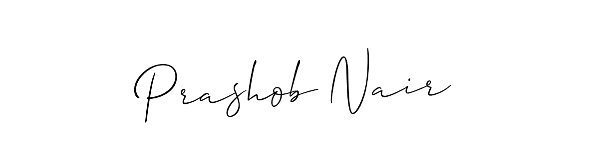 Create a beautiful signature design for name Prashob Nair. With this signature (Allison_Script) fonts, you can make a handwritten signature for free. Prashob Nair signature style 2 images and pictures png