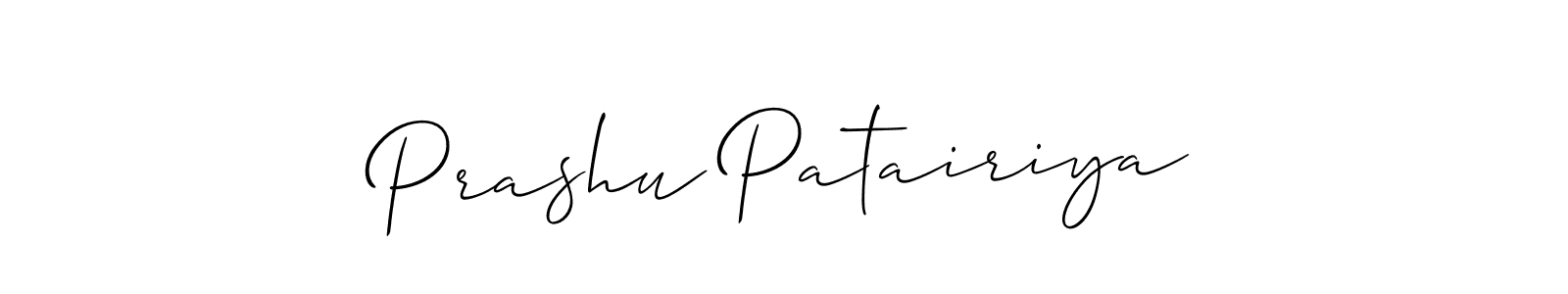 You should practise on your own different ways (Allison_Script) to write your name (Prashu Patairiya) in signature. don't let someone else do it for you. Prashu Patairiya signature style 2 images and pictures png