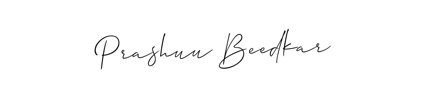 Make a beautiful signature design for name Prashuu Beedkar. With this signature (Allison_Script) style, you can create a handwritten signature for free. Prashuu Beedkar signature style 2 images and pictures png