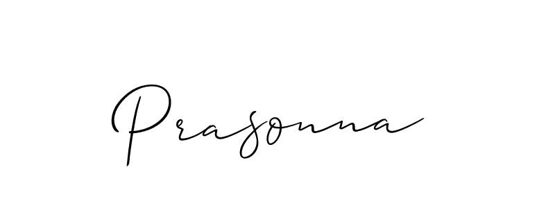 How to make Prasonna signature? Allison_Script is a professional autograph style. Create handwritten signature for Prasonna name. Prasonna signature style 2 images and pictures png