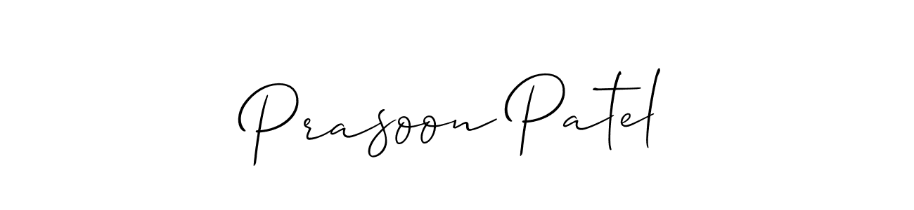 Make a beautiful signature design for name Prasoon Patel. With this signature (Allison_Script) style, you can create a handwritten signature for free. Prasoon Patel signature style 2 images and pictures png