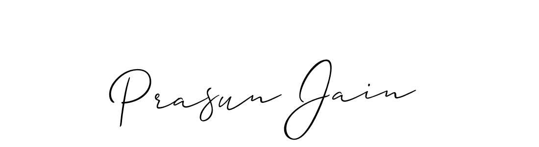 Allison_Script is a professional signature style that is perfect for those who want to add a touch of class to their signature. It is also a great choice for those who want to make their signature more unique. Get Prasun Jain name to fancy signature for free. Prasun Jain signature style 2 images and pictures png