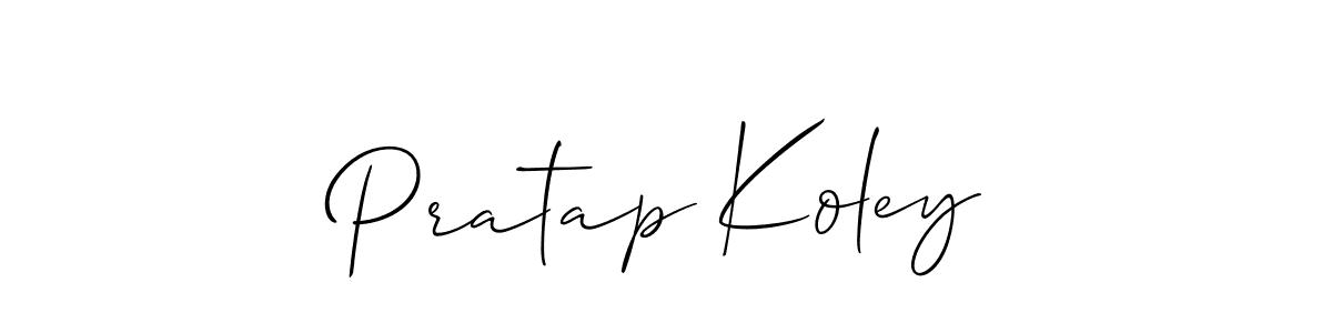 How to make Pratap Koley name signature. Use Allison_Script style for creating short signs online. This is the latest handwritten sign. Pratap Koley signature style 2 images and pictures png