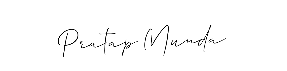 Allison_Script is a professional signature style that is perfect for those who want to add a touch of class to their signature. It is also a great choice for those who want to make their signature more unique. Get Pratap Munda name to fancy signature for free. Pratap Munda signature style 2 images and pictures png