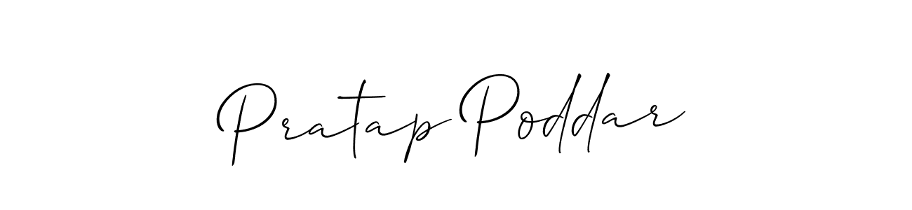 The best way (Allison_Script) to make a short signature is to pick only two or three words in your name. The name Pratap Poddar include a total of six letters. For converting this name. Pratap Poddar signature style 2 images and pictures png