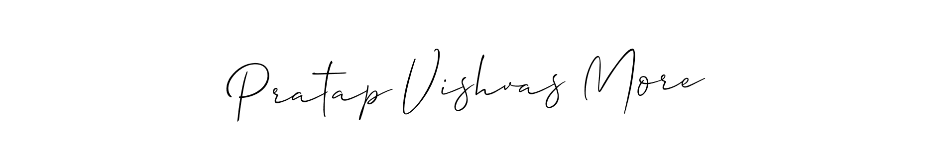 The best way (Allison_Script) to make a short signature is to pick only two or three words in your name. The name Pratap Vishvas More include a total of six letters. For converting this name. Pratap Vishvas More signature style 2 images and pictures png