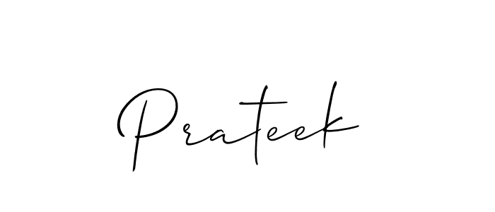 Make a beautiful signature design for name Prateek. With this signature (Allison_Script) style, you can create a handwritten signature for free. Prateek signature style 2 images and pictures png