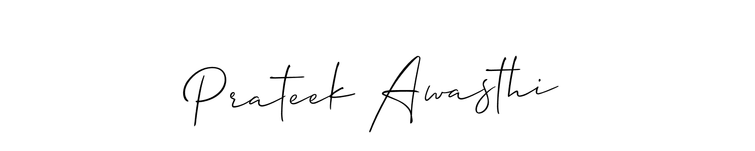 Also we have Prateek Awasthi name is the best signature style. Create professional handwritten signature collection using Allison_Script autograph style. Prateek Awasthi signature style 2 images and pictures png