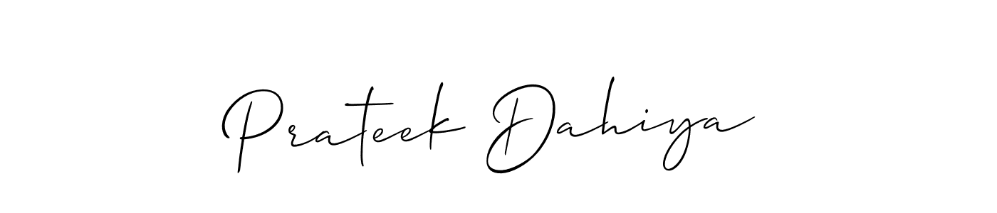 Create a beautiful signature design for name Prateek Dahiya. With this signature (Allison_Script) fonts, you can make a handwritten signature for free. Prateek Dahiya signature style 2 images and pictures png